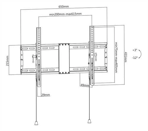 Pakeliamas sieninis laikiklis DELTACO OFFICE lankstomas, 37"-80", 70kg, 200x200-600x400, juodas / ARM-0204