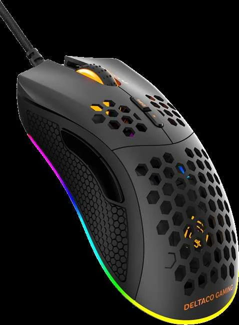 Pelė DELTACO GAMING su laidu, 6400 DPI, RGB, USB, juoda / GAM-108