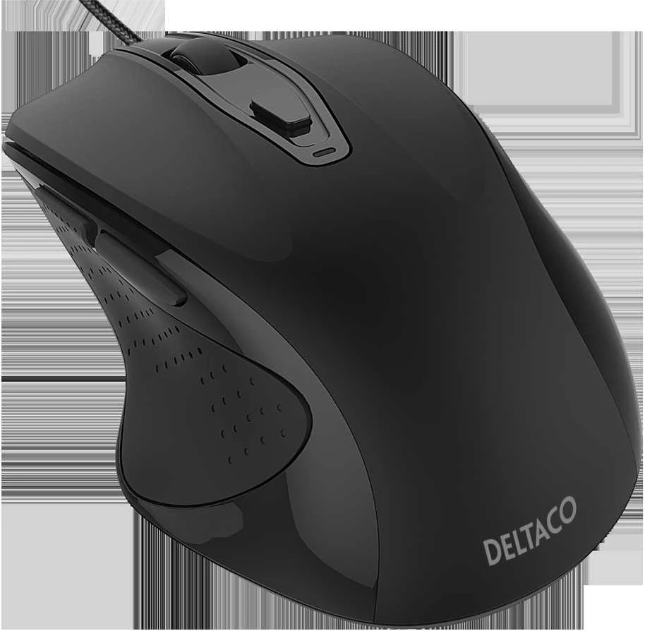 Pelė DELTACO OFFICE su laidu, ergonomiška, tyli, juoda / MS-801