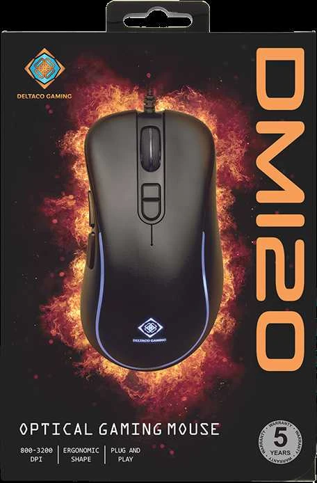 Pelė DELTACO GAMING su laidu, 800-2400 DPI, 125 Hz, RGB-LED, USB, juoda / GAM-104