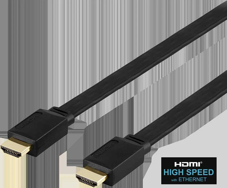 Plokščias High Speed HDMI kabelis DELTACO su Ethernet, 4K UHD, 3m, juodas / HDMI-1030F-K / R00100009