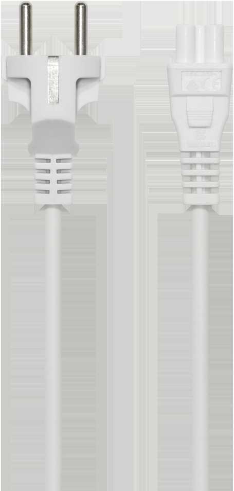 Prietaiso kabelis DELTACO įžemintas, tiesus CEE 7/7 į tiesų IEC 60320 C5, max 250V/2.5A, 2m, 3X0.75mm2, baltas / DEL-109NV