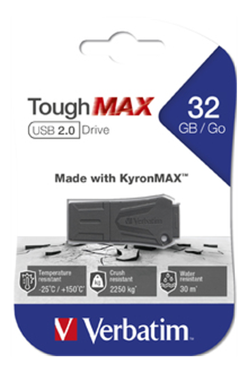 USB 2.0 atmintis Verbatim ToughMAX 32GB, juoda / V49331