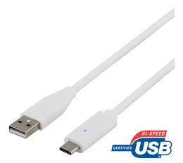 USB 2.0 kabelis, C tipas - A tipas, 0,25 m, baltas DELTACO / USBC-1007