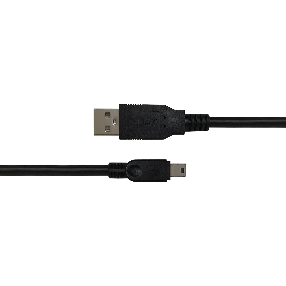 USB 2.0 mini B kabelis DELTACO tinka DSLR fotoaparatams, 1m, juodas / USB-24-K / 00140007