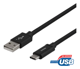 USB-A į USB-C laidas, 1 m, USB 2.0, pintas, juodas DELTACO / USBC-1132M