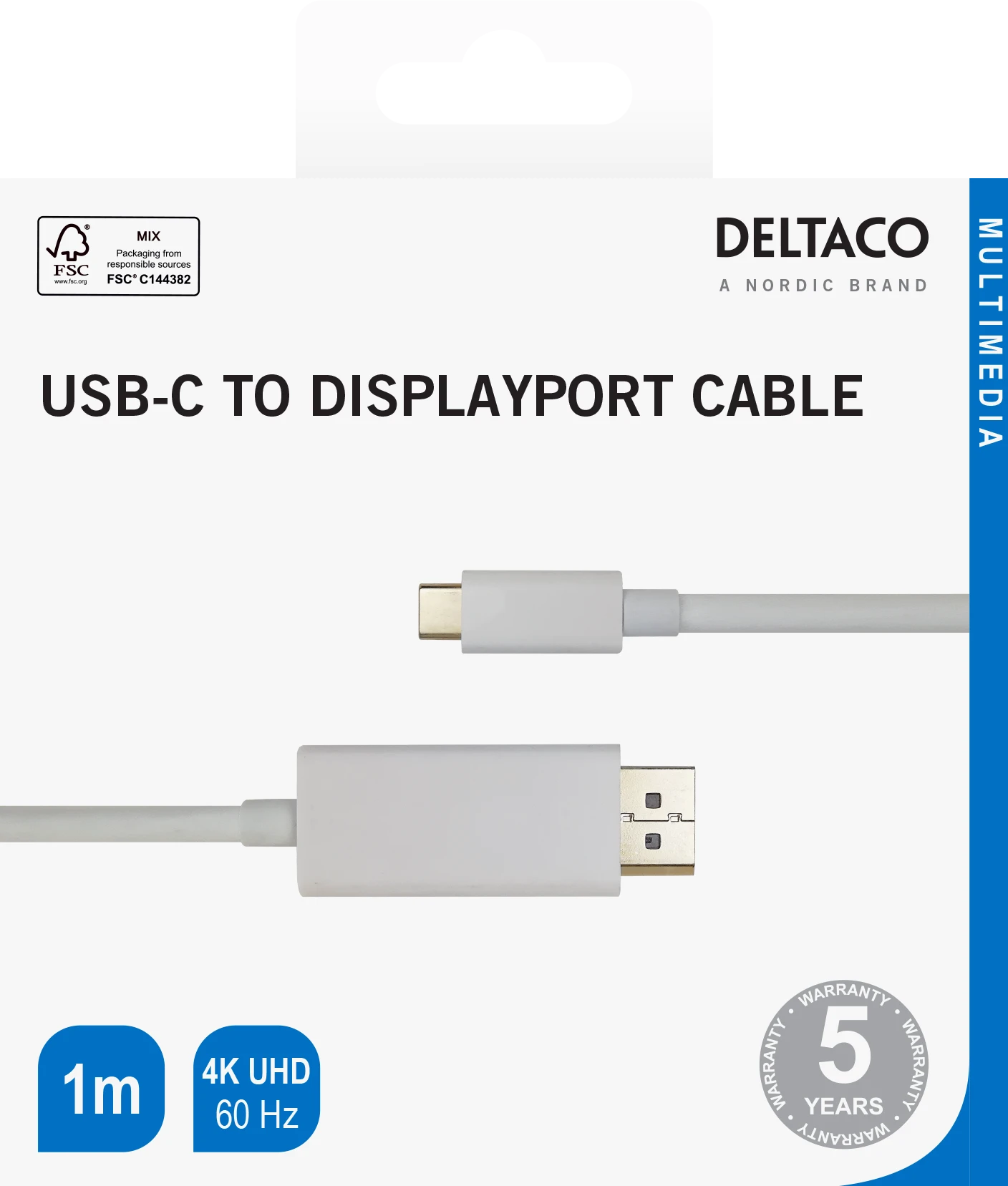 Deltaco USB-C į DisplayPort adapteris, pakuotės vaizdas