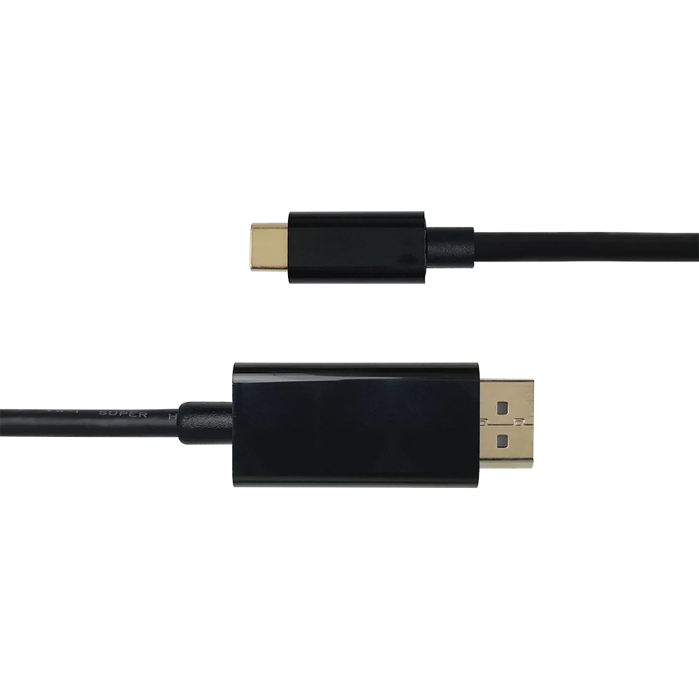 Juodas USB-C – DisplayPort kabelis su auksinėmis jungtimis