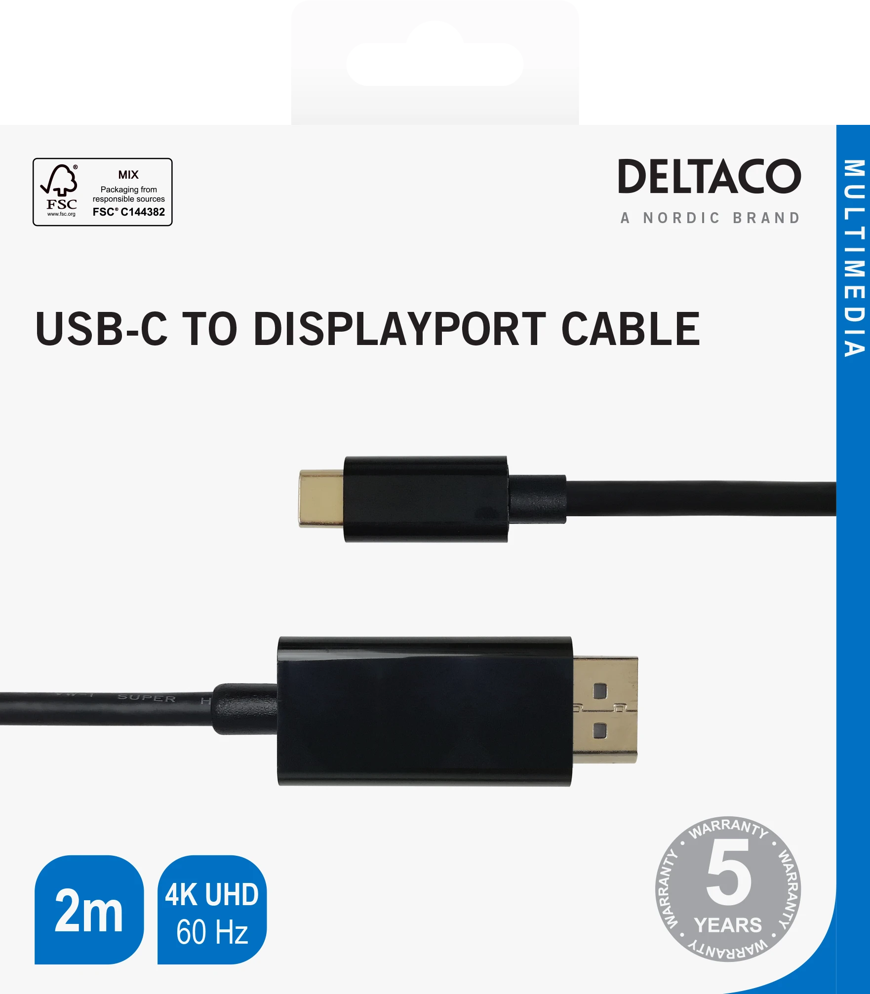Deltaco USB-C - DisplayPort kabelio jungtys