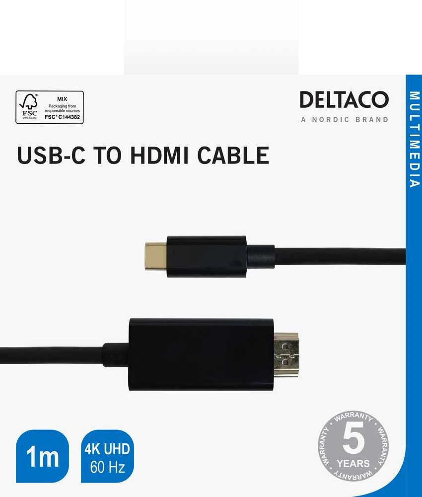 Deltaco USB-C - HDMI laidas su 4K jungtimis