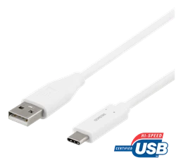 USB-C į USB-A kabelį, 1 m, 3A, USB 2.0, baltas DELTACO / USBC-1009M