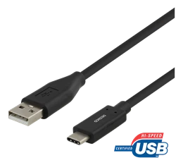 USB-C į USB-A kabelį, 2 m, 3A, USB 2.0, juoda DELTACO / USBC-1006M