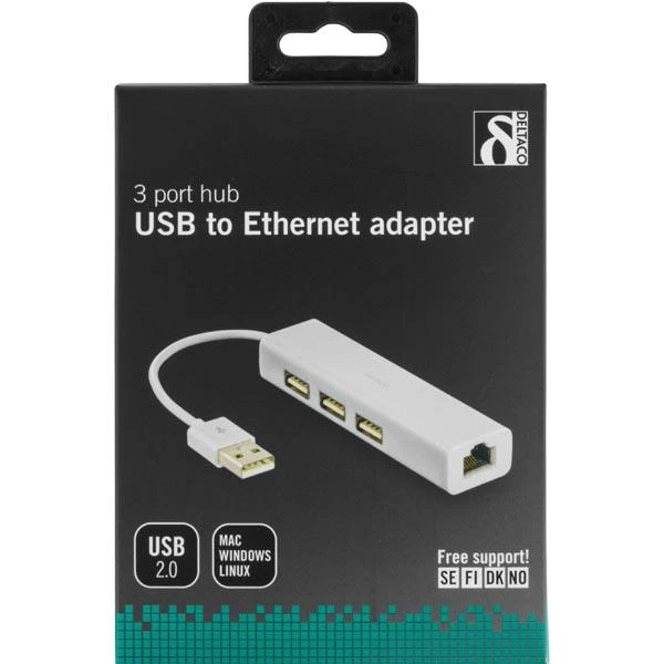 Deltaco tinklo plokštė su 3 USB prievadais pakuotėje