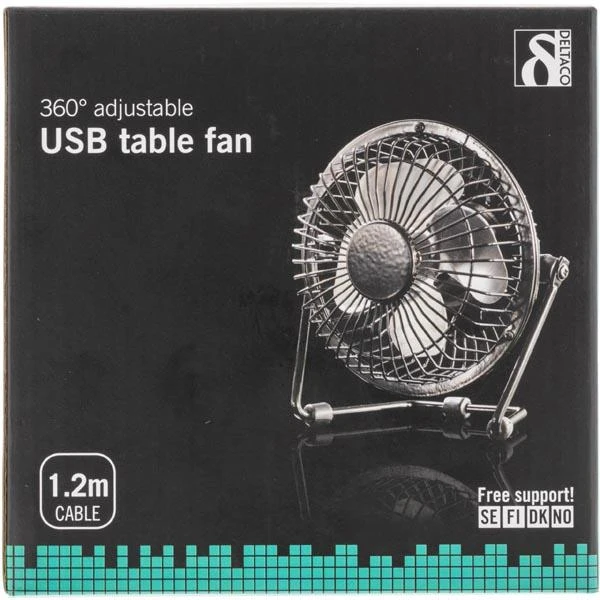 USB ventiliatorius Deltaco FT-750 10cm, Juodas