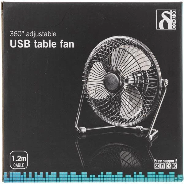 USB ventiliatorius DELTACO 13cm, juodas / FT-755