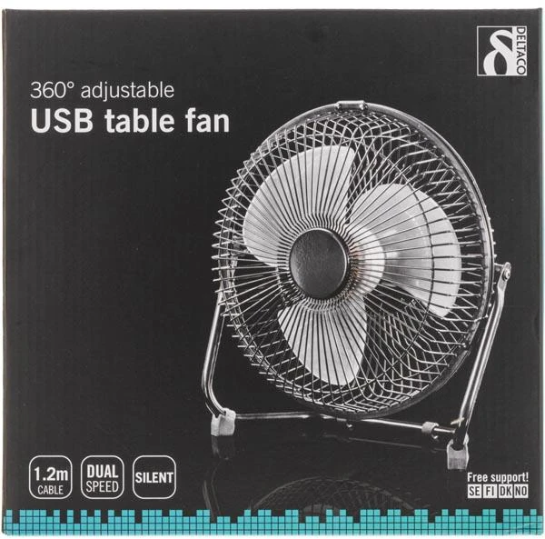 USB ventiliatorius DELTACO 18cm, juodas / FT-758