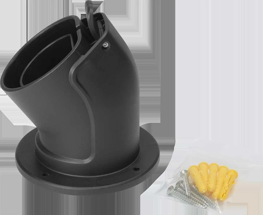 Wallbox Sieninis laikiklis DELTACO e-Charge 2 tipo įkrovimo jungčiai, pakreiptas, apsaugotas nuo nešvarumų, juodas / EV-5103