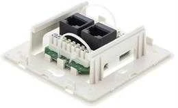 Sieninis lizdas, paviršiaus UTP, 2xRJ45, Cat6 DELTACO baltas / VR-34
