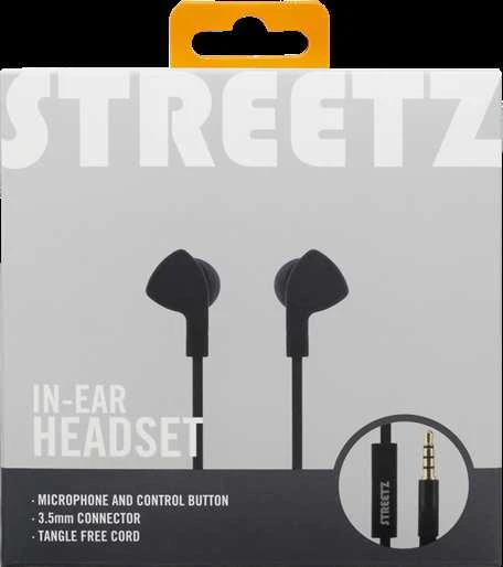 STREETZ ausinės, su mikrofonu, 3.5mm, juodos HL-W102