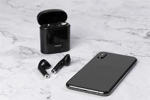 STREETZ True Belaidės ausinės, 350 mAh dėklas, Bluetooth 5, juodos / TWS-0007