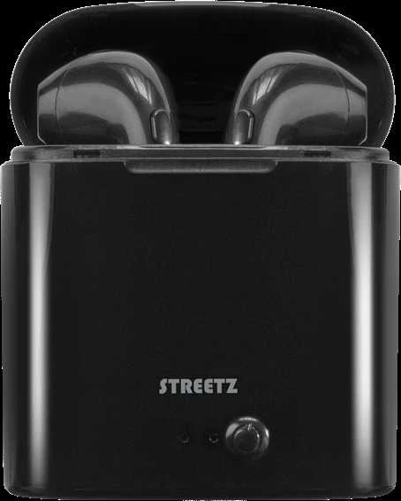 STREETZ True Belaidės ausinės, 350 mAh dėklas, Bluetooth 5, juodos / TWS-0007