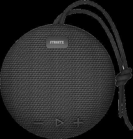 Pelė STREETZ vandeniui atsparus „Bluetooth“ garsiakalbis, 5 W, AUX, įmontuotas mikrofonas, juodas / CM763
