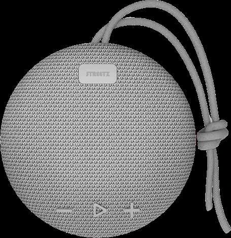 STREETZ vandeniui atsparus „Bluetooth“ garsiakalbis, 5 W, AUX, įmontuotas mikrofonas, pilkas CM764