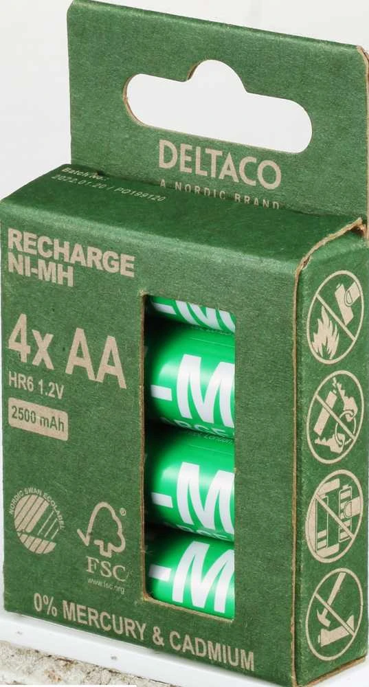 Deltaco AA 2500mAh baterijų pakuotė