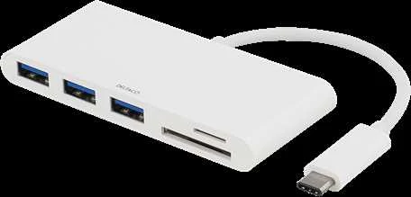 Šakotuvas DELTACO, USB 3.1, 2xUSB-C, baltas / USBC-HUB