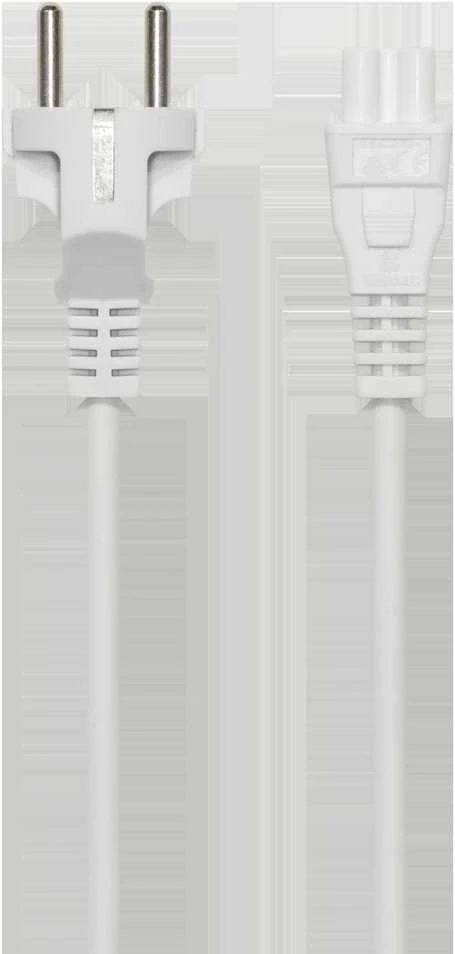 Įžemintas įrenginio kabelis DELTACO tiesus CEE 7/7 - tiesus IEC C5, 3m, 3X 1,0mm2, baltas / DEL-109FV