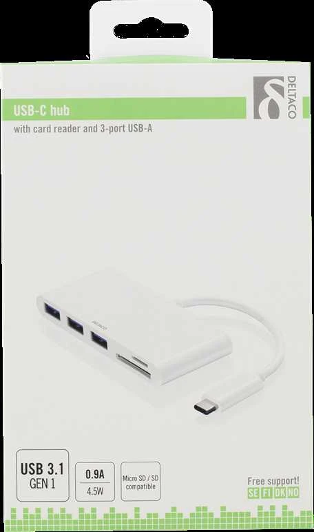 Šakotuvas DELTACO, USB 3.1, 2xUSB-C, baltas / USBC-HUB