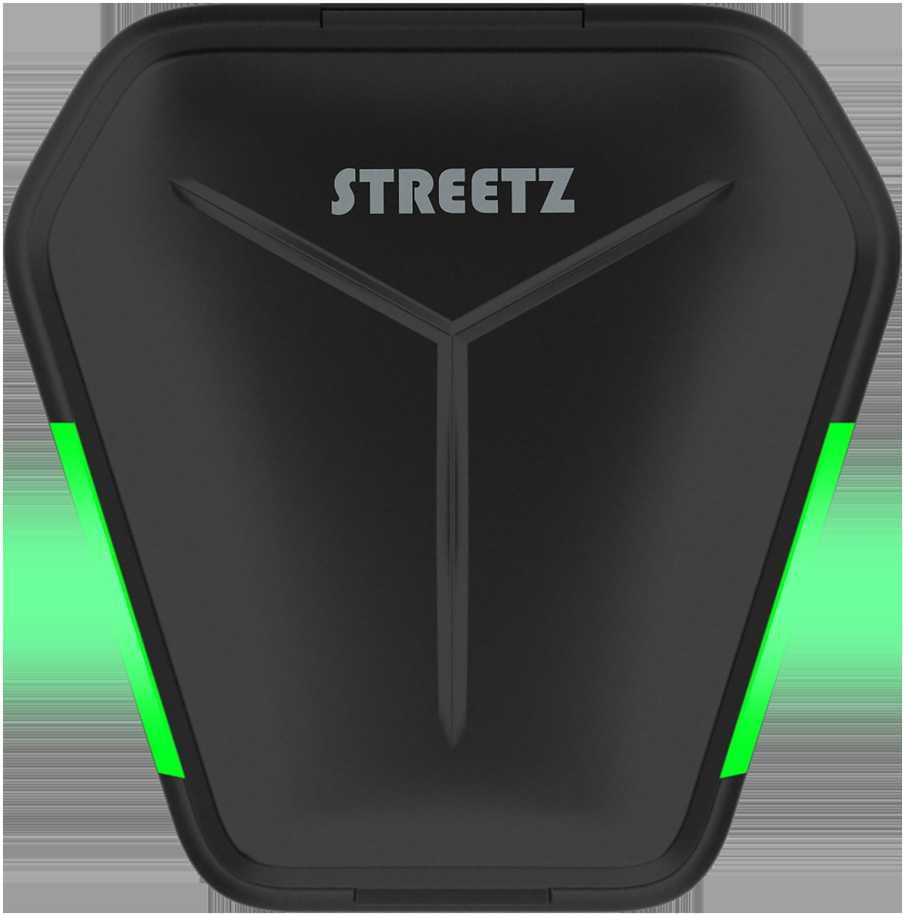 Žaidimų ausinės STREETZ True Belaidės Stereo, matinė juoda / TWS-115