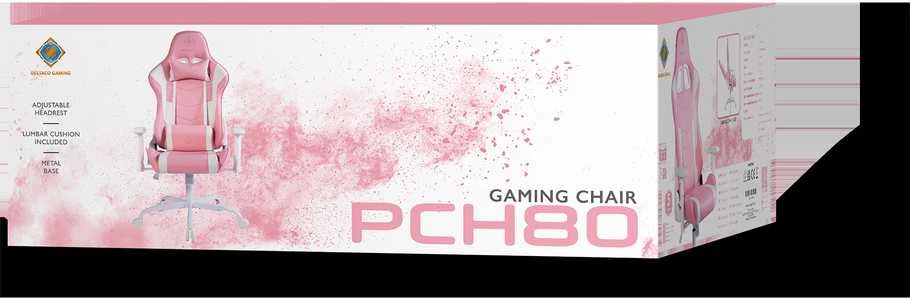 Žaidimų kėdė DELTACO GAMING Rožinis LINE PCH80, PU odos, geležinis rėmas, rožinė / GAM-096-P