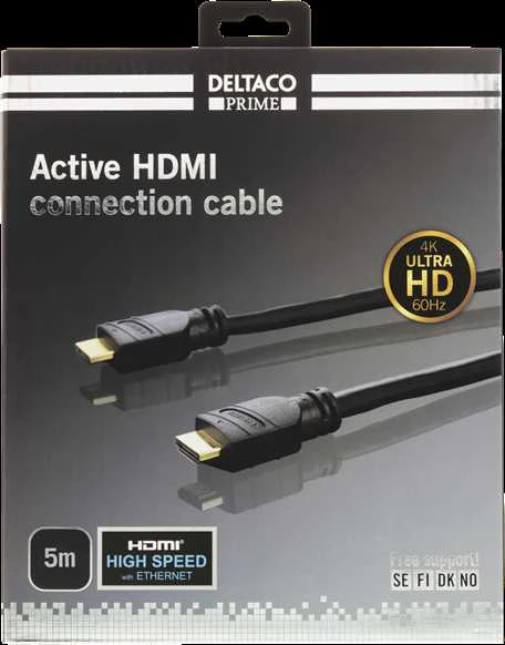 „DELTACO PRIME“ aktyvus HDMI laidas, 5m, 4K 60Hz, „Spectra“, juodas HDMI-3050