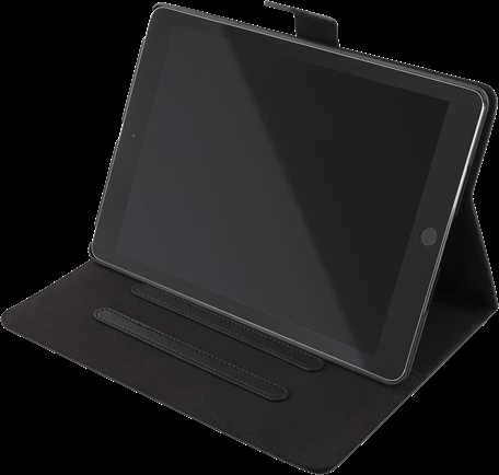 „DELTACO iPad 9.7“ (2017/2018) dėklas, veganiškos odos, atrama, juoda IPD-2017-2