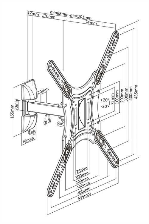 „DELTACO“ 2 krypčių laikiklis , 23 "-55", 30 kg, 75x75-400-400 / ARM-0254