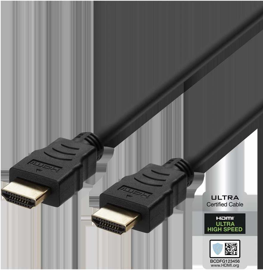 Ultra High Speed HDMI kabelis DELTACO 2M, eARC, QMS, 8K prie 60Hz, 4K prie 120Hz, juodas / HU-20-R