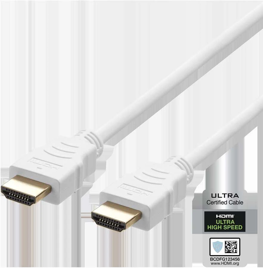 Ultra High Speed HDMI kabelis DELTACO ARC, QMS, 8K in 60Hz, 4K UHD in 120Hz, 1m, baltas / HU-10A-R