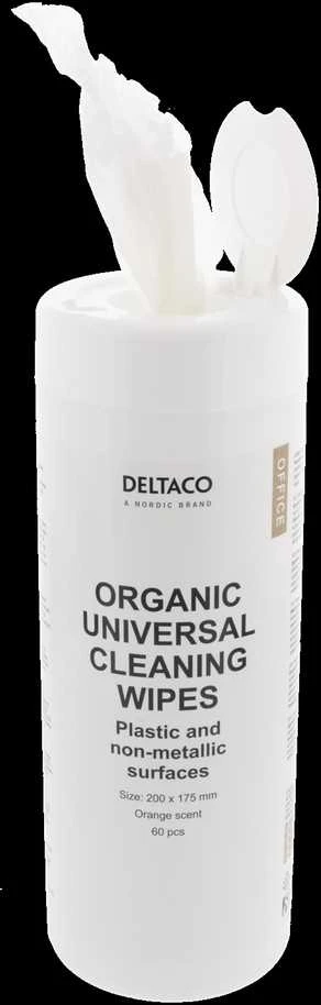 Universalios valymo servetėlės DELTACO 200x175mm, 1 pakuotė - 60 vnt., apelsinų kvapo, baltos / CK1027