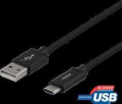 USB-A į USB-C laidas, 2 m, USB 2.0, pintas, juodas DELTACO / USBC-1134M