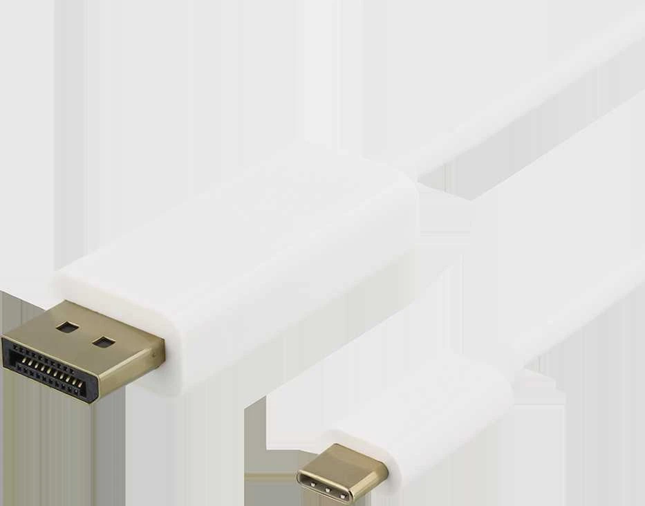 USB-C - DisplayPort kabelis DELTACO 4K UHD, paauksuotos jungtys, 1m, baltas / USBC-DP101-K / 00140013
