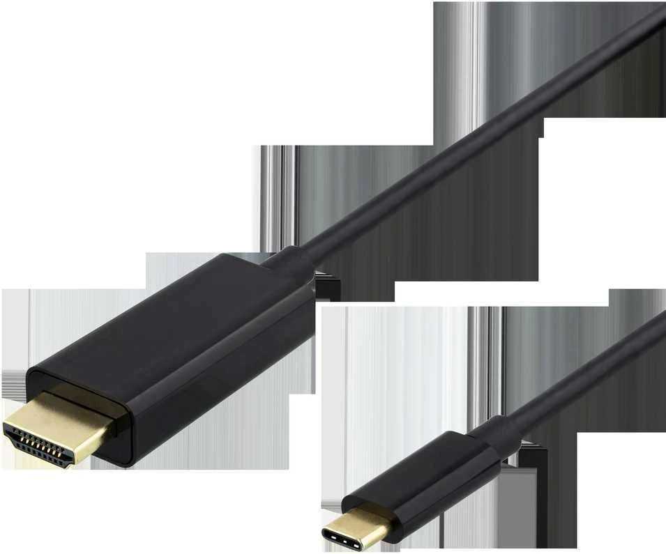 Deltaco USB-C - HDMI laidas su aukso spalvos jungtimis