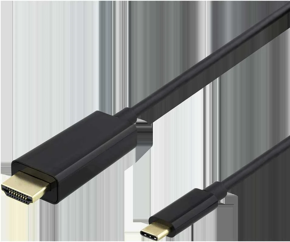 USB-C - HDMI laidas DELTACO 4K UHD, paauksuotas, 0,5m, juodas / USBC-HDMI1005-K / 00140018