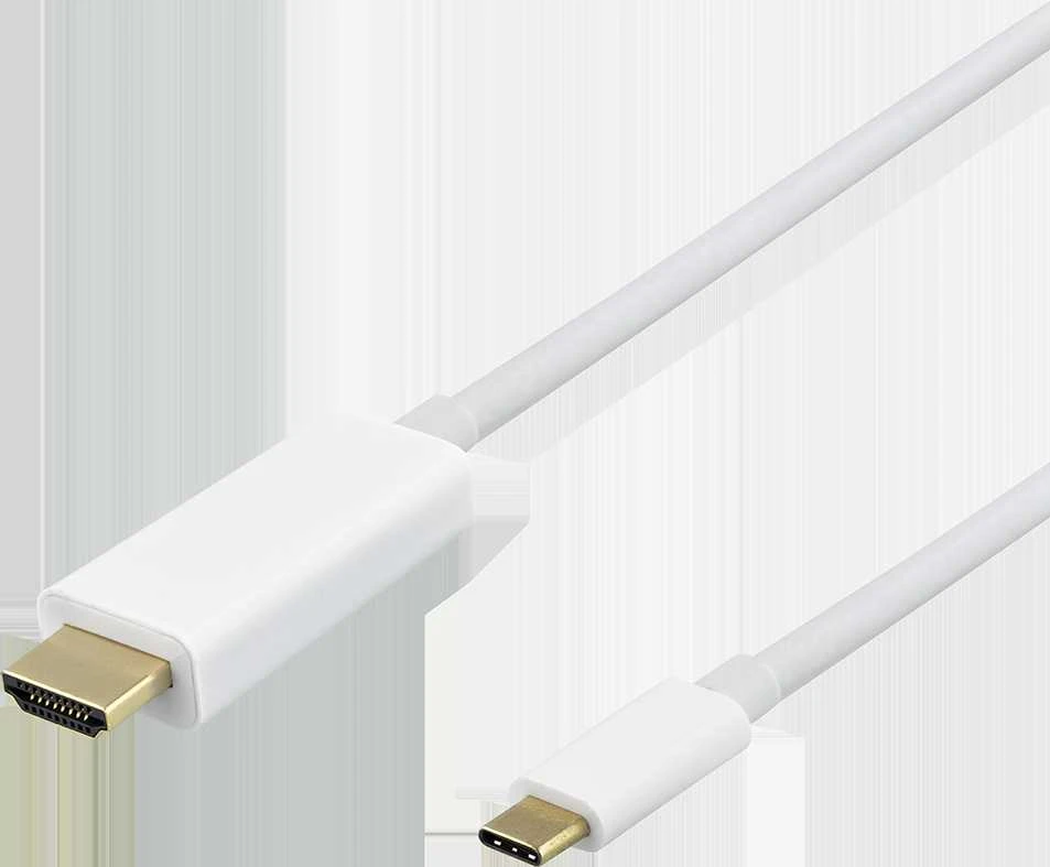 USB-C - HDMI kabelis DELTACO 4K UHD, paauksuotos jungtys, 3m, baltas / USBC-HDMI1031-K / 00140024