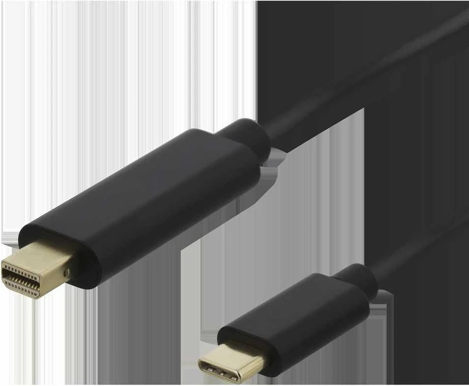 USB-C - miniDisplayPort kabelis DELTACO 4K UHD, paauksuotos jungtys, 2m, juodas / USBC-DP202-K / 00140017