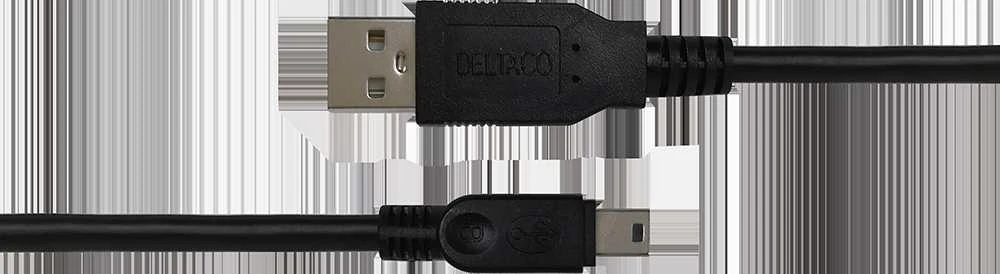 USB 2.0 mini B kabelis DELTACO tinka DSLR fotoaparatams, 1m, juodas / USB-24-K / 00140007