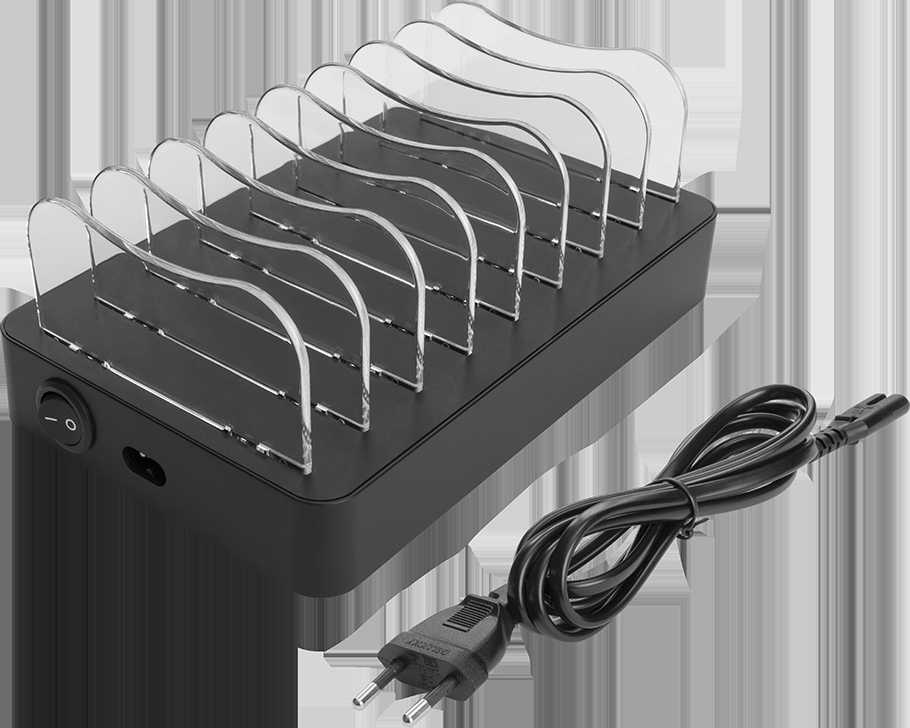 USB krovimo stotelė DELTACO skirtas 8 prietaisams, 6x USB-A, 2x USB-C PD, greitas krovimas, 75 W, juodas / DPS-0201