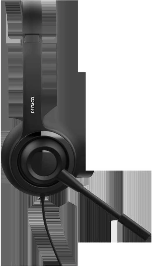 USB mono ausinės DELTACO OFFICE garso valdymas, triukšmą mažinantis mikrofonas, juodas / DELO-0650