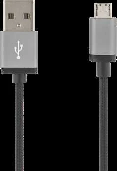 USB sinchronizavimo / įkrovimo kabelis, pintas, USB-A ma - USB Micro B ma, 2m, 2.4A, USB 2.0 DELTACO juodas / MICRO-113F