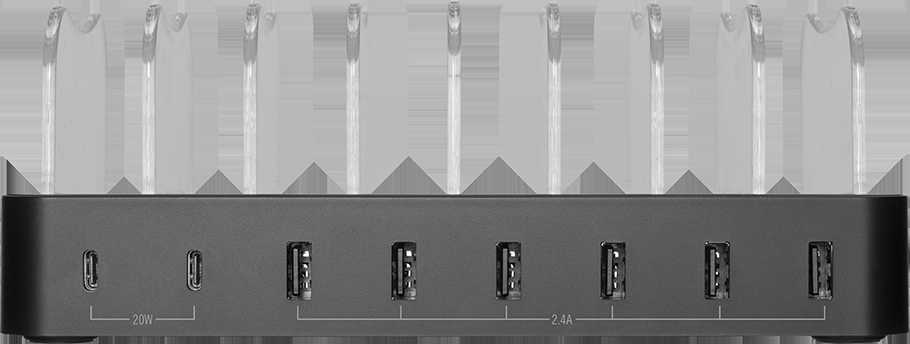 USB krovimo stotelė DELTACO skirtas 8 prietaisams, 6x USB-A, 2x USB-C PD, greitas krovimas, 75 W, juodas / DPS-0201